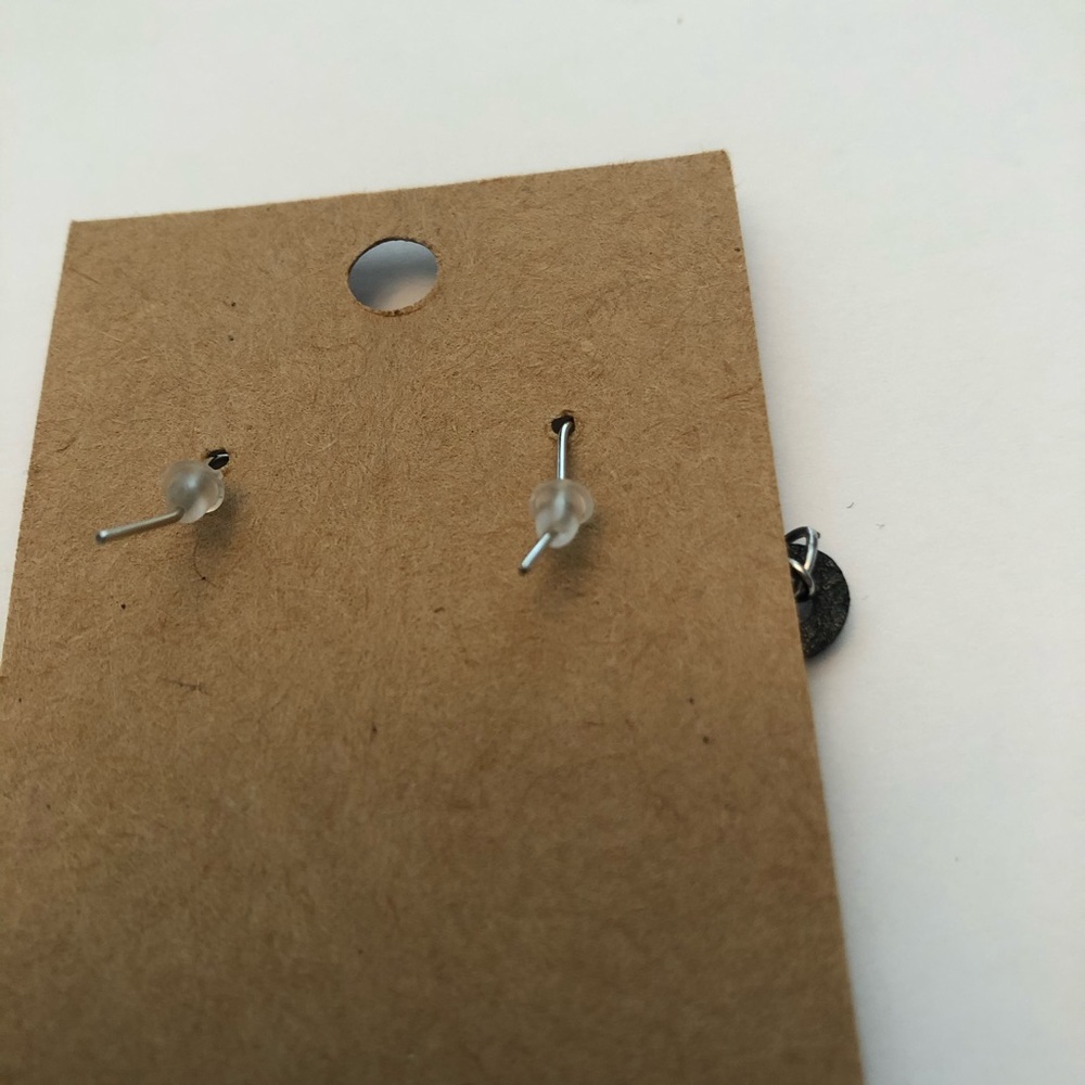 2/&15 Embossed leather cutout fishhook earrings - Picture 3 of 5